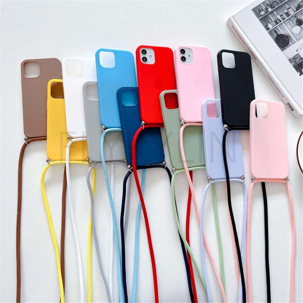 Phone Case  Strap Cord Chain Phone Case For Xiaomi Redmi Note 10 9 10S 9S Pro Max 10 9 9A 9C Cover Mi POCO X3 NFC Pro 12 Pro 11 Lite Crossbody Case Soft Matte Phone Holder with Neck Strap Stevvex