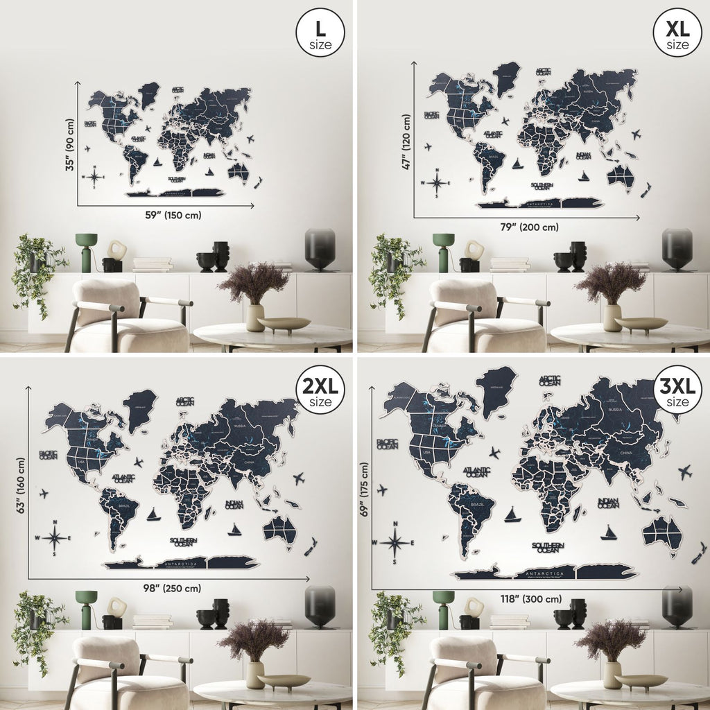 World Photo Map Midnight - SJB-DIAMOND ELITES