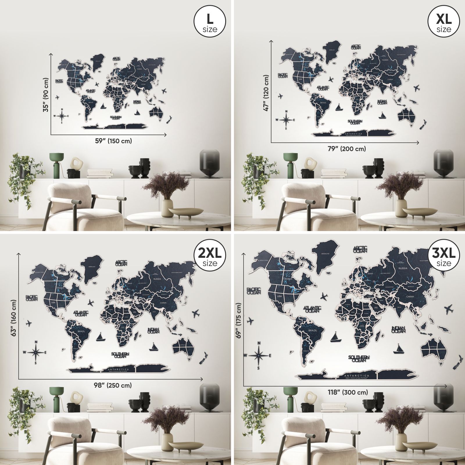World Photo Map Midnight - SJB-DIAMOND ELITES