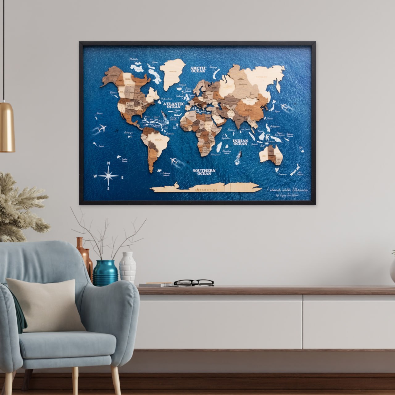 3D Wooden Panel World Map Multicolor Enjoy The Wood