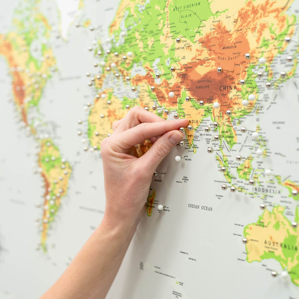 World Map on Canvas - Physical - SJB-DIAMOND ELITES