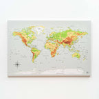 World Map on Canvas - Physical - SJB-DIAMOND ELITES