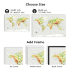 World Map on Canvas - Physical - SJB-DIAMOND ELITES