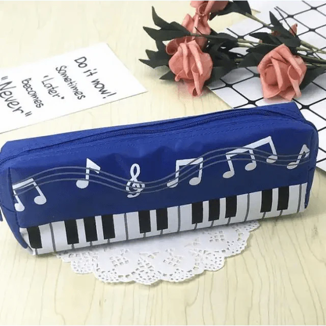 Piano Music Notes Keyboard Pencil Case Large Capacity Pencil Bags Cool Print Stationery Office School Cute Pencil Cases Stevvex