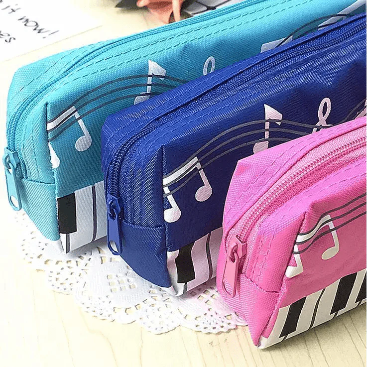 Piano Music Notes Keyboard Pencil Case Large Capacity Pencil Bags Cool Print Stationery Office School Cute Pencil Cases Stevvex