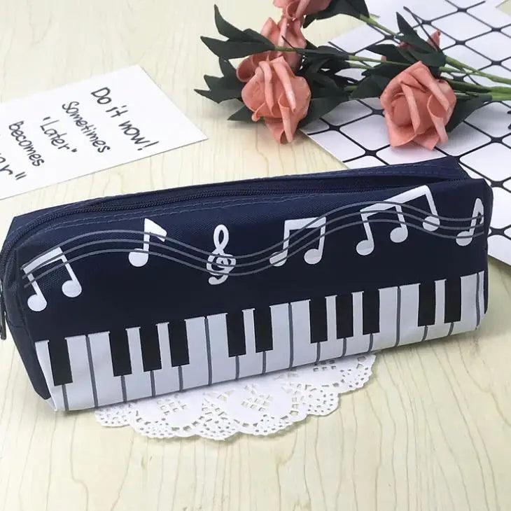 Piano Music Notes Keyboard Pencil Case Large Capacity Pencil Bags Cool Print Stationery Office School Cute Pencil Cases Stevvex