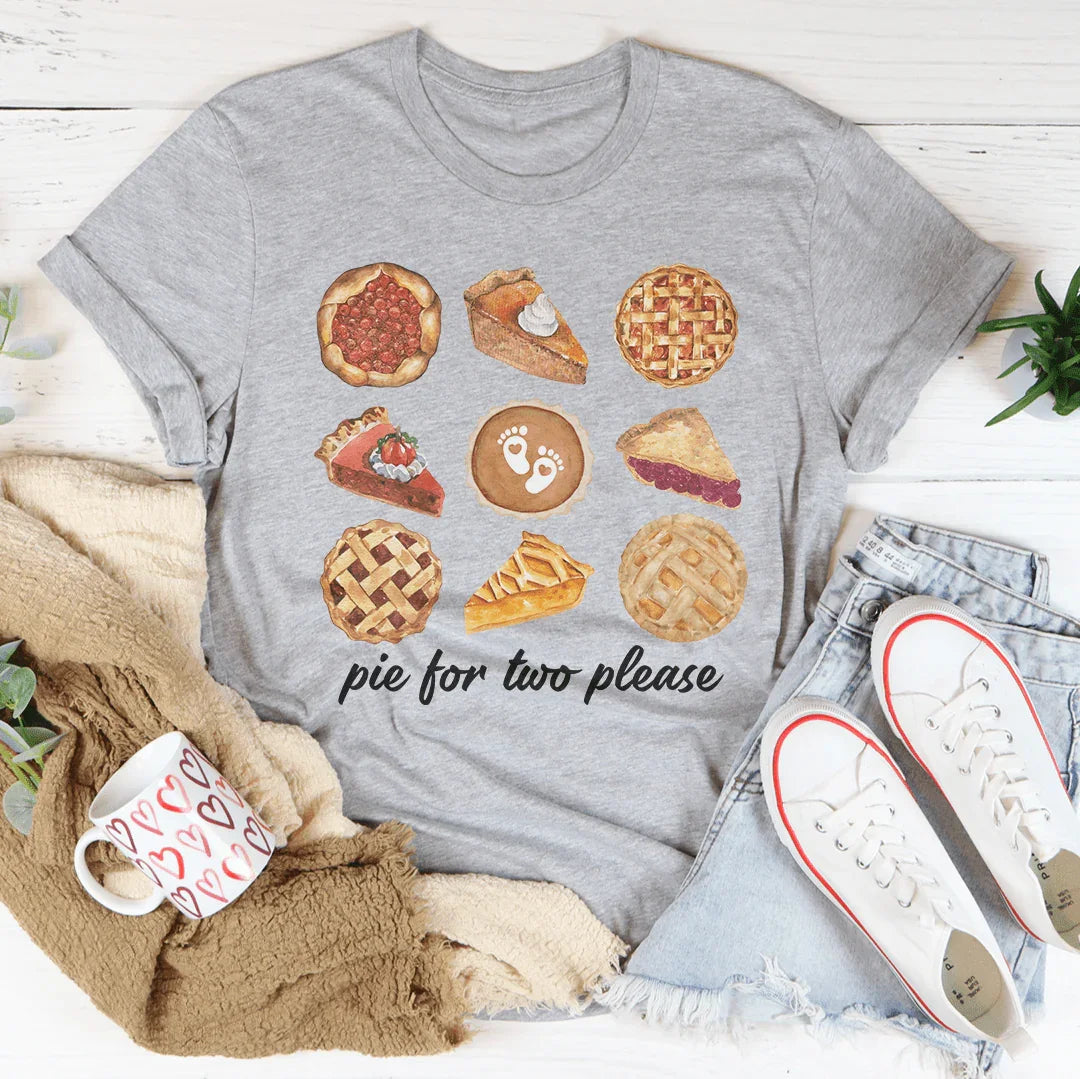 Pie For Two Please Pregnancy Tee Peachy Sunday