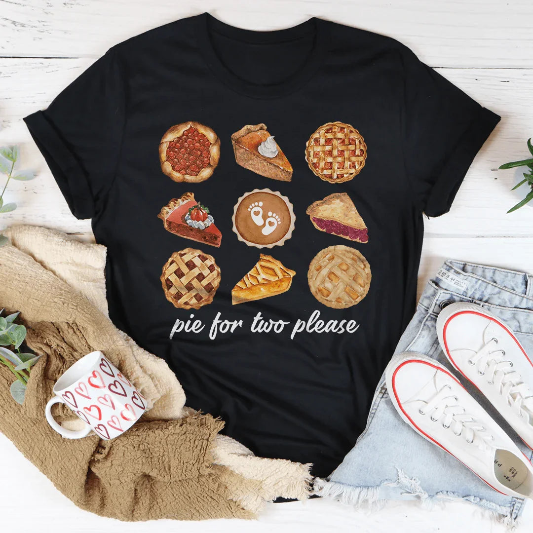 Pie For Two Please Pregnancy Tee Peachy Sunday