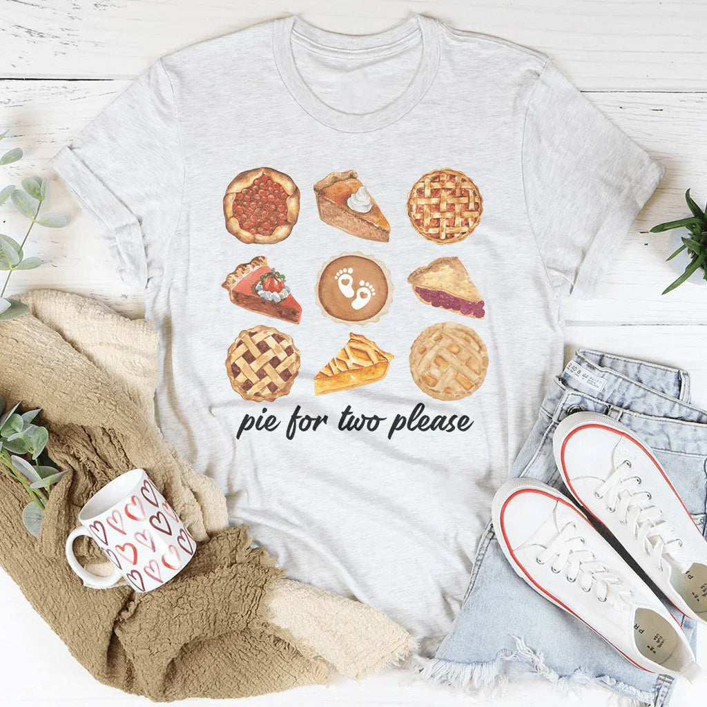 Pie For Two Please Pregnancy Tee Peachy Sunday