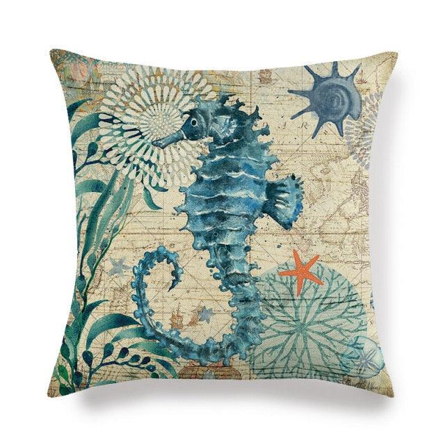 Pillowcase Sofa Cushion Cover Decoration Linen Pillow Case Higher Quality Marine Sea Life Pillow Covers Cases Super Soft Square Cushion Decorative Pillow Pattern Sofa Pillow Cover Couch Pillow 45x45CM Stevvex