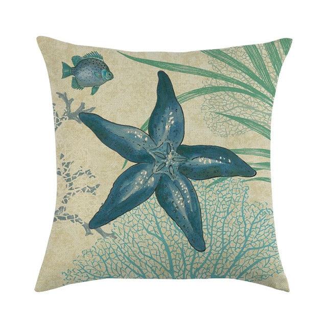 Pillowcase Sofa Cushion Cover Decoration Linen Pillow Case Higher Quality Marine Sea Life Pillow Covers Cases Super Soft Square Cushion Decorative Pillow Pattern Sofa Pillow Cover Couch Pillow 45x45CM Stevvex