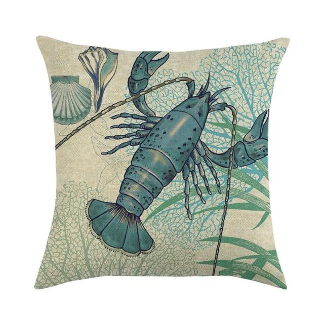 Pillowcase Sofa Cushion Cover Decoration Linen Pillow Case Higher Quality Marine Sea Life Pillow Covers Cases Super Soft Square Cushion Decorative Pillow Pattern Sofa Pillow Cover Couch Pillow 45x45CM Stevvex