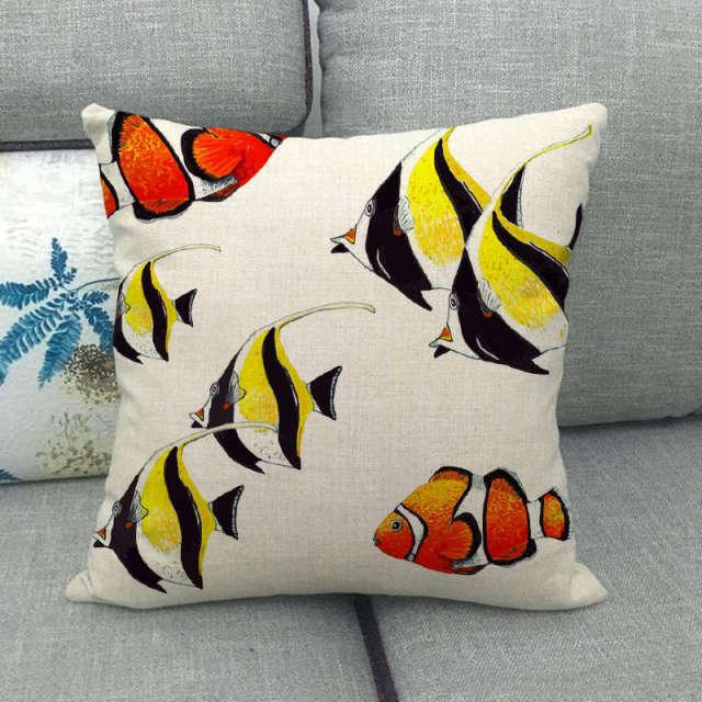 Pillowcase Sofa Cushion Cover Decoration Linen Pillow Case Higher Quality Marine Sea Life Pillow Covers Cases Super Soft Square Cushion Decorative Pillow Pattern Sofa Pillow Cover Couch Pillow 45x45CM Stevvex