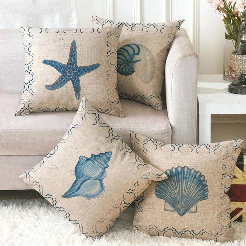 Pillowcase Sofa Cushion Cover Decoration Linen Pillow Case Higher Quality Marine Sea Life Pillow Covers Cases Super Soft Square Cushion Decorative Pillow Pattern Sofa Pillow Cover Couch Pillow 45x45CM Stevvex