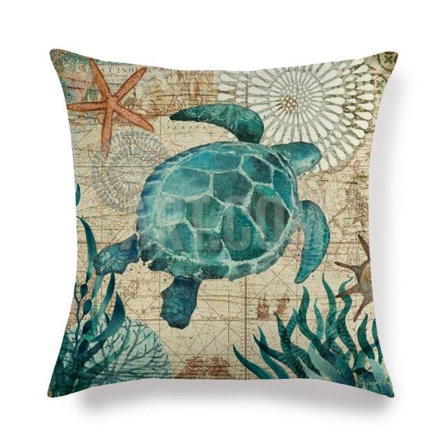 Pillowcase Sofa Cushion Cover Decoration Linen Pillow Case Higher Quality Marine Sea Life Pillow Covers Cases Super Soft Square Cushion Decorative Pillow Pattern Sofa Pillow Cover Couch Pillow 45x45CM Stevvex