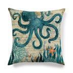 Pillowcase Sofa Cushion Cover Decoration Linen Pillow Case Higher Quality Marine Sea Life Pillow Covers Cases Super Soft Square Cushion Decorative Pillow Pattern Sofa Pillow Cover Couch Pillow 45x45CM Stevvex
