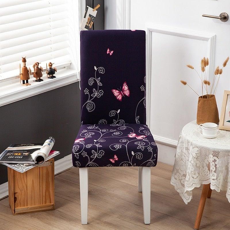 Pink Butterfly Print Elastic Chair Cover for Home Decoration Elastic Slipcovers Chair Seat Covers For Dining Room  Chair Slipcovers for Dining Room Chair seat Covers Chair Protectors for Party Pet Protection Universal Fit Soft Polyester Stevvex