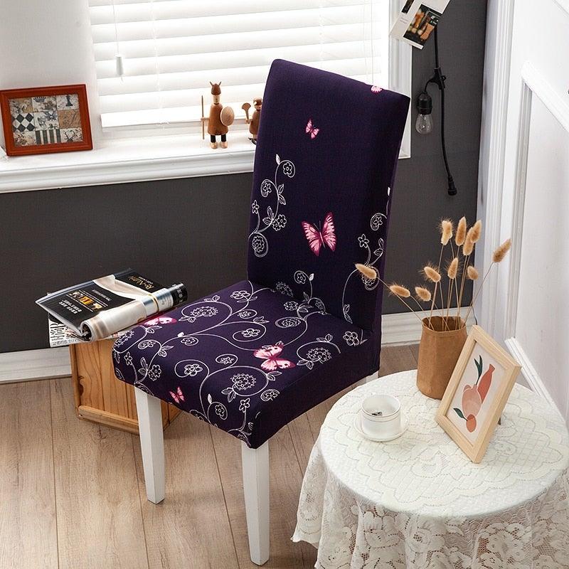 Pink Butterfly Print Elastic Chair Cover for Home Decoration Elastic Slipcovers Chair Seat Covers For Dining Room  Chair Slipcovers for Dining Room Chair seat Covers Chair Protectors for Party Pet Protection Universal Fit Soft Polyester Stevvex