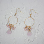 Pink Chalcedony Jade Cluster Hoop Earrings Gold Dainty