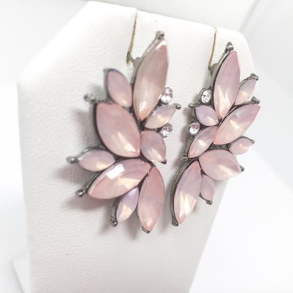 Pink Crystal Dangle Earrings Angel Crystallized Stone