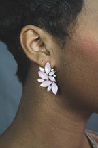 Pink Crystal Dangle Earrings Angel Crystallized Stone