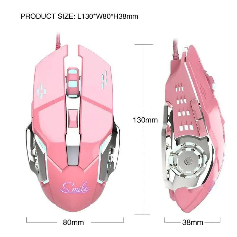 Pink Girly Gaming Mouse 3200DPI Backlight Adjustable 4 Level DPI Wired Women's Mice For Gamers Stevvex