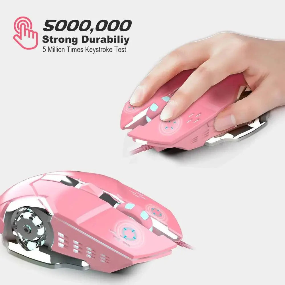 Pink Girly Gaming Mouse 3200DPI Backlight Adjustable 4 Level DPI Wired Women's Mice For Gamers Stevvex