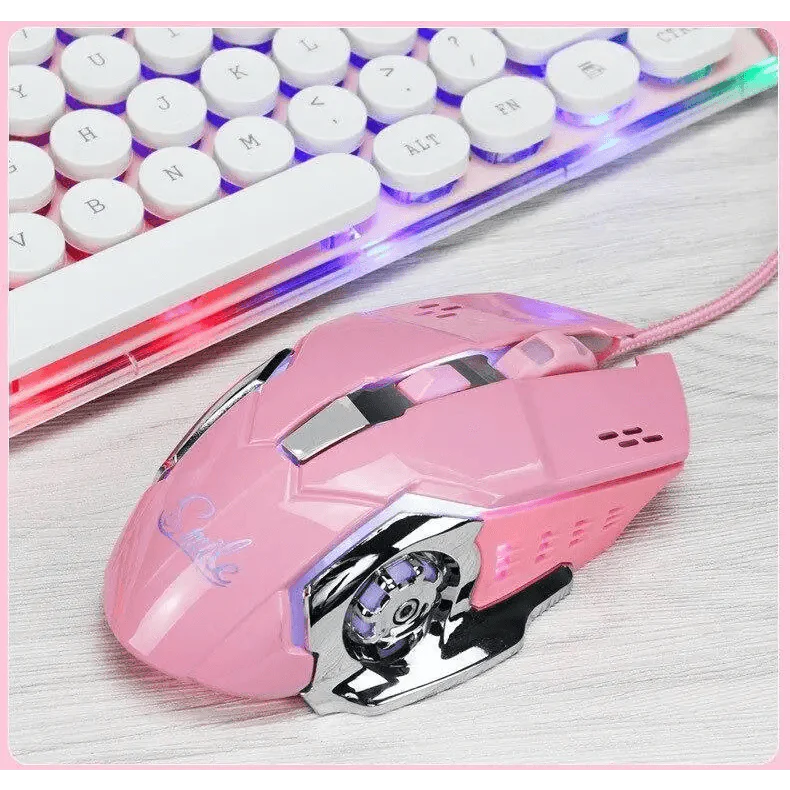 Pink Girly Gaming Mouse 3200DPI Backlight Adjustable 4 Level DPI Wired Women's Mice For Gamers Stevvex