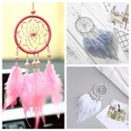 Pink Handmade Dream Catcher Wind Chimes Indian Style Feather Pendant Dream Catcher Car Hanging Decoration Wind Chime Wall Hanging Home Decor Stevvex