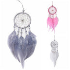 Pink Handmade Dream Catcher Wind Chimes Indian Style Feather Pendant Dream Catcher Car Hanging Decoration Wind Chime Wall Hanging Home Decor Stevvex