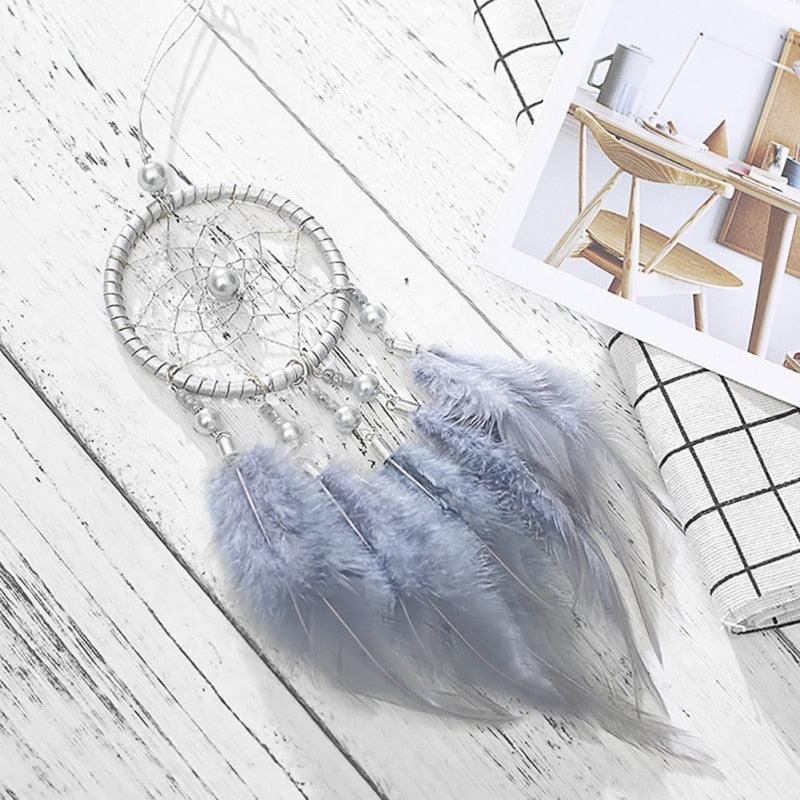 Pink Handmade Dream Catcher Wind Chimes Indian Style Feather Pendant Dream Catcher Car Hanging Decoration Wind Chime Wall Hanging Home Decor Stevvex