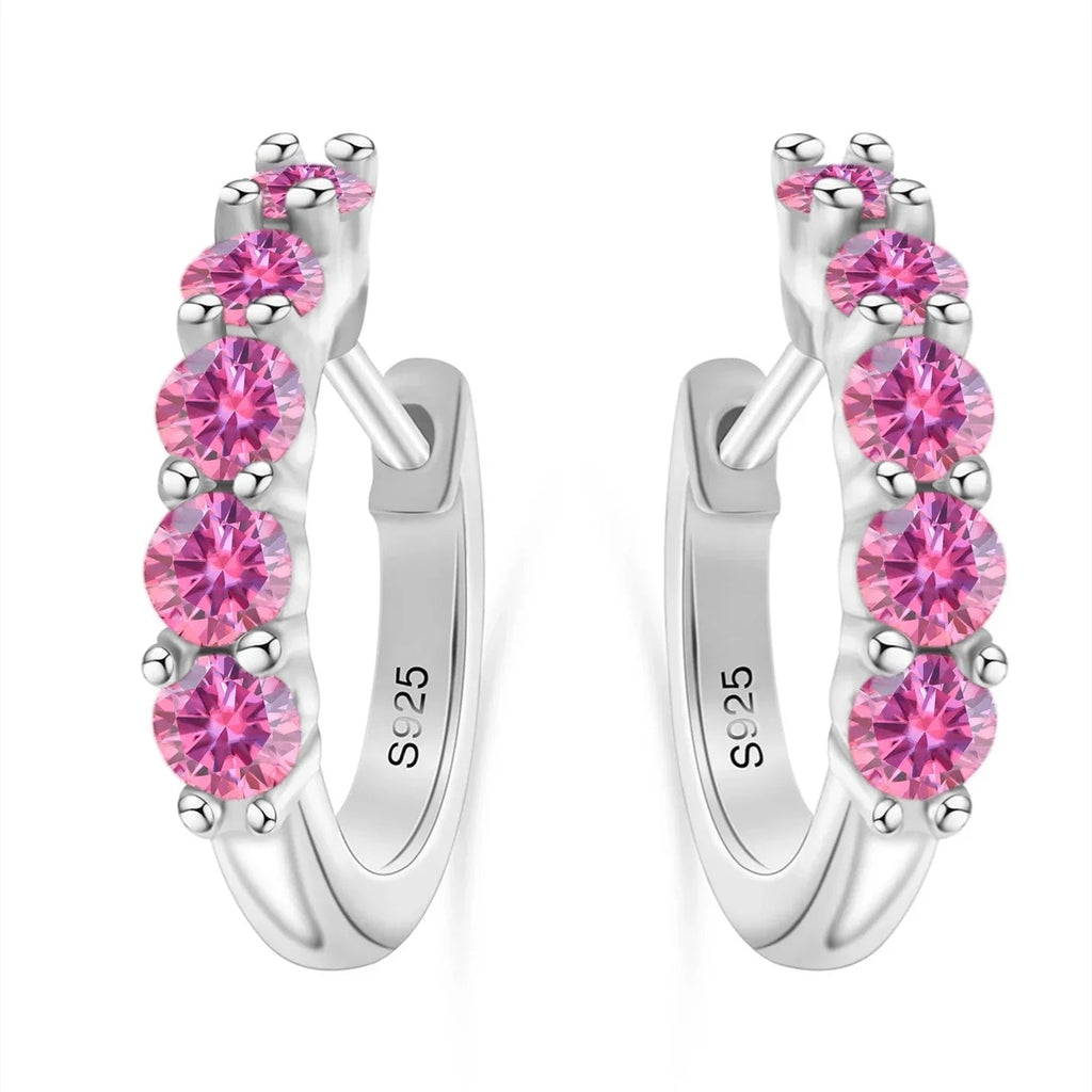 1ct D Color 3mm Moissanite Hoop Charm Earrings 925 Sterling Silver Women BandsCo Straps