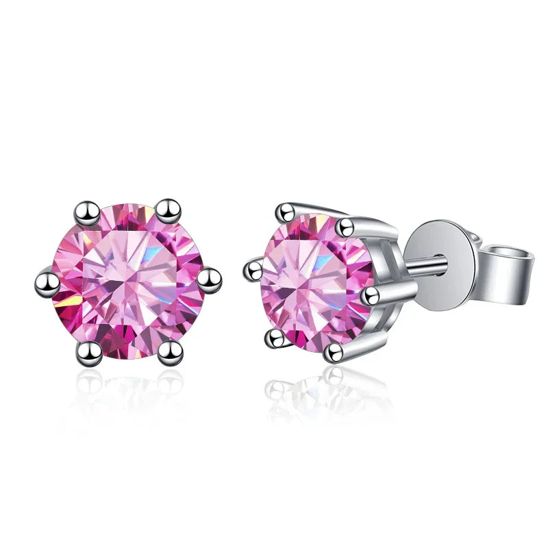 1-2 Carat D Color Moissanite Stud Earrings 925 Sterling Silver Wedding BandsCo Straps