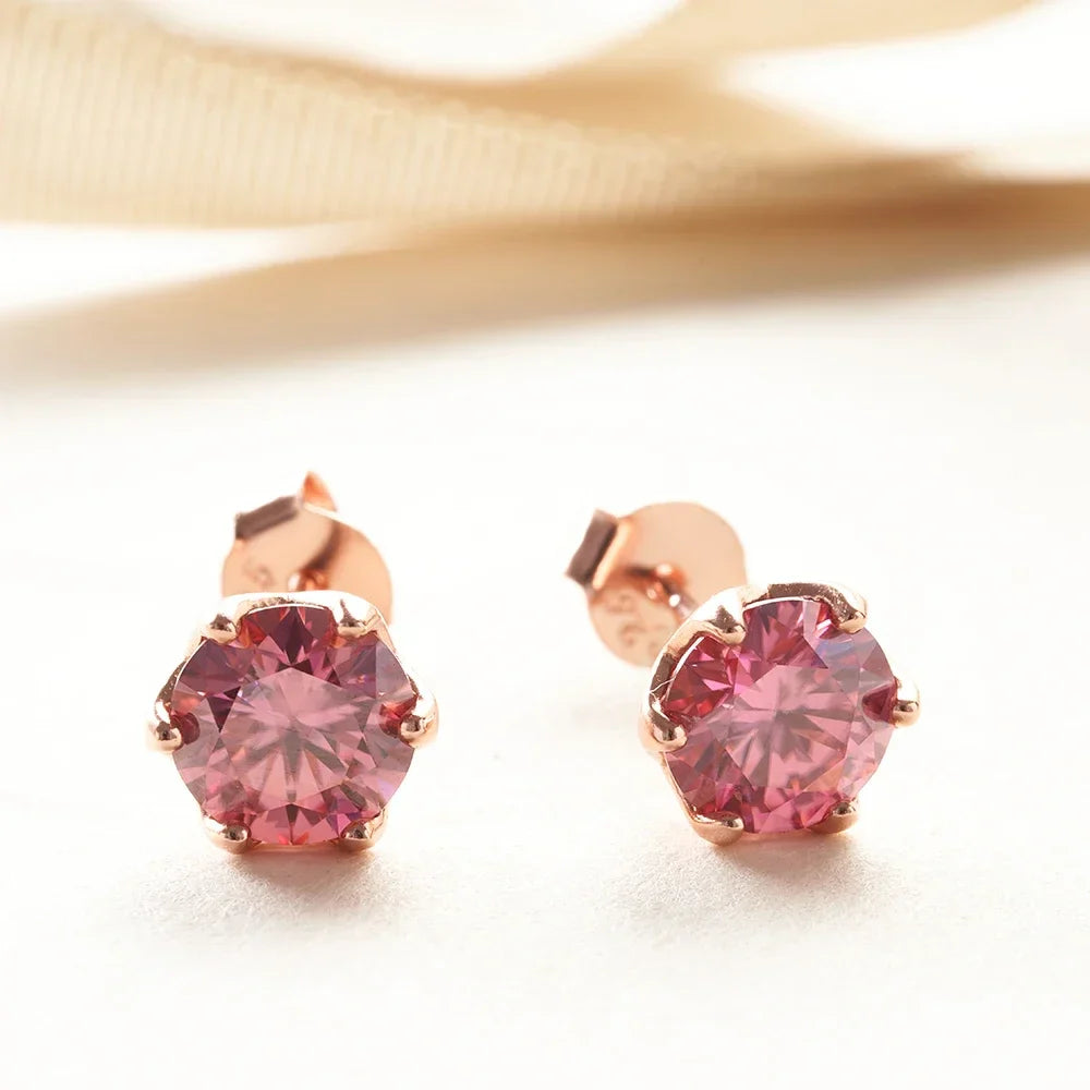 0.5-1ct D Color Moissanite Stud Earrings 925 Sterling Silver Gold Plated BandsCo Straps