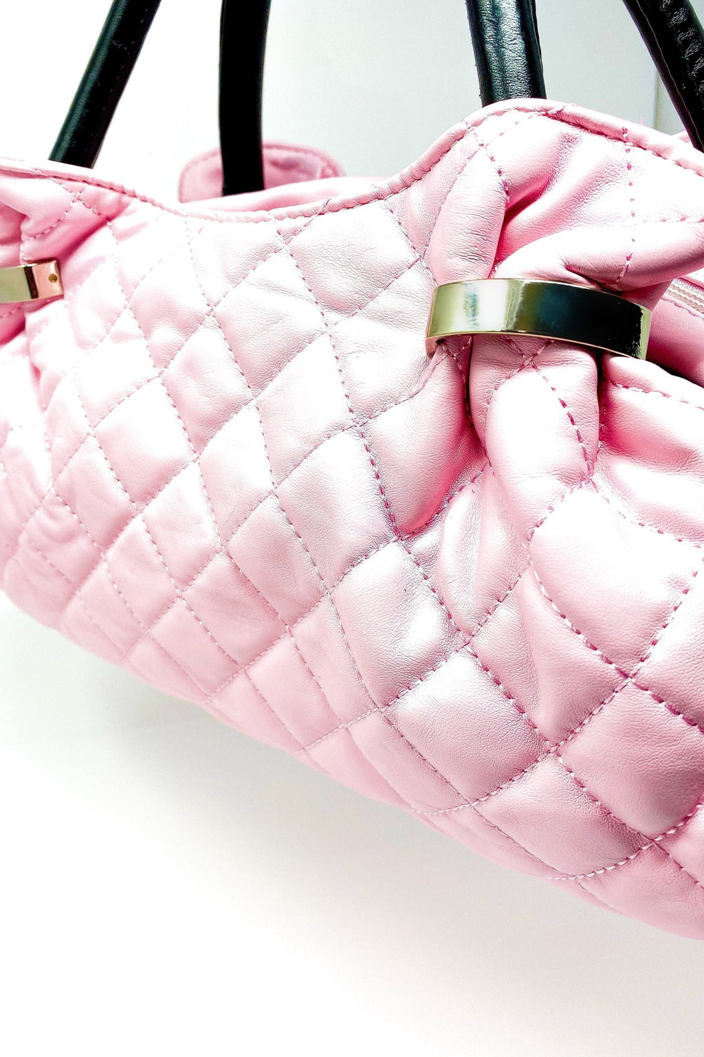Pink Quilted Makeup Purse - Cute Cosmetic Bag Handbag BandsCo Straps