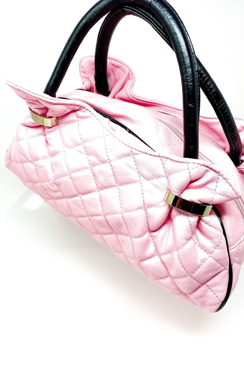 Pink Quilted Makeup Purse - Cute Cosmetic Bag Handbag BandsCo Straps