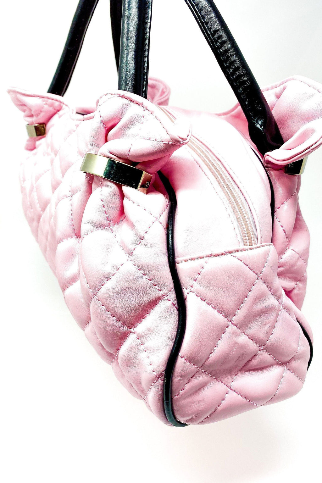 Pink Quilted Makeup Purse - Cute Cosmetic Bag Handbag BandsCo Straps