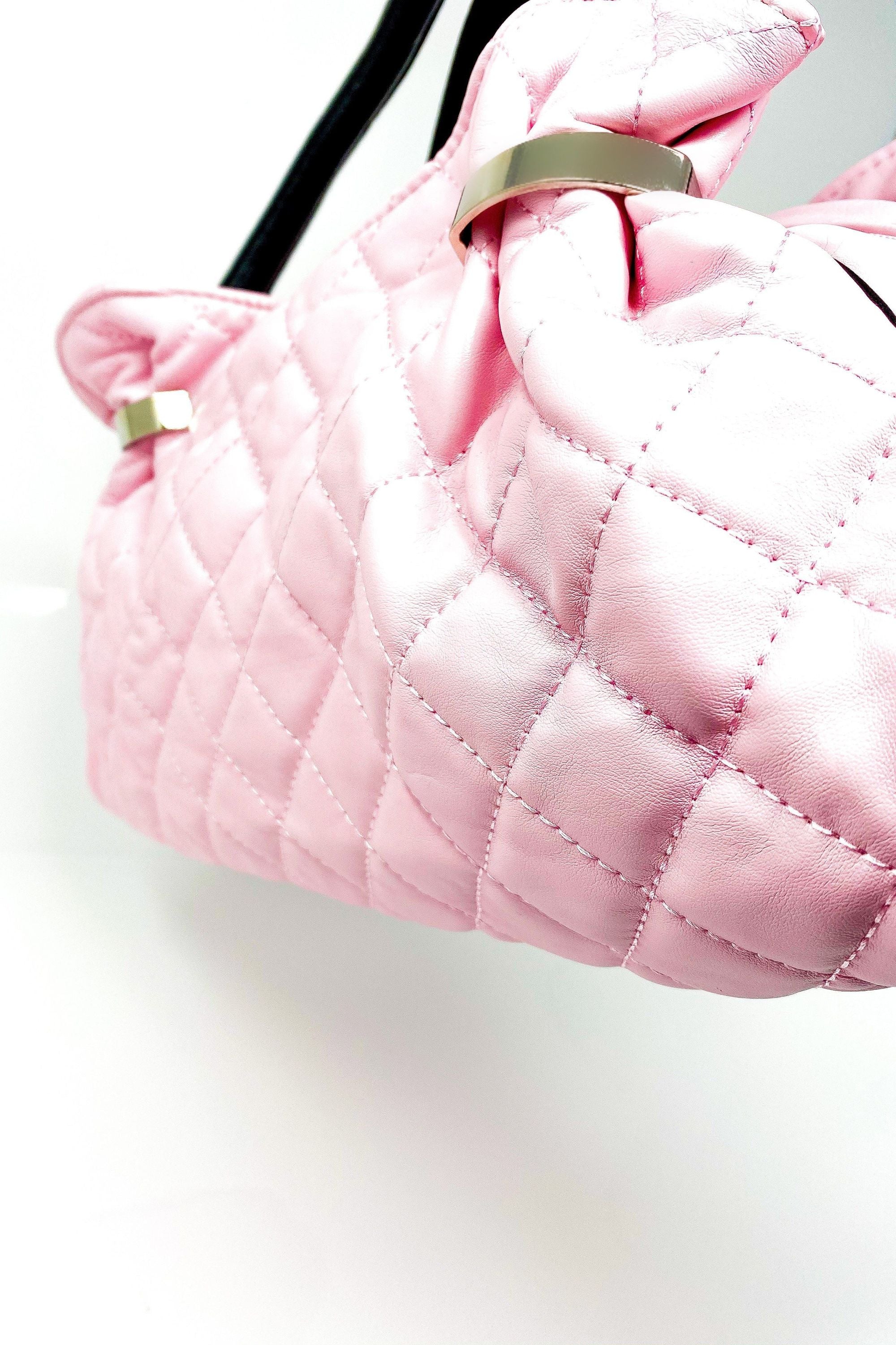 Pink Quilted Makeup Purse - Cute Cosmetic Bag Handbag BandsCo Straps