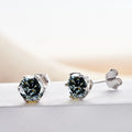 Pink Royal Blue Moissanite Stud Earrings S925 Sterling Silver 0.5 1 2 Ct Bride BandsCo Straps