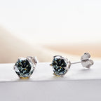 Pink Royal Blue Moissanite Stud Earrings S925 Sterling Silver 0.5 1 2 Ct Bride BandsCo Straps
