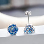 Pink Royal Blue Moissanite Stud Earrings S925 Sterling Silver 0.5 1 2 Ct Bride BandsCo Straps