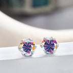 Pink Royal Blue Moissanite Stud Earrings S925 Sterling Silver 0.5 1 2 Ct Bride BandsCo Straps