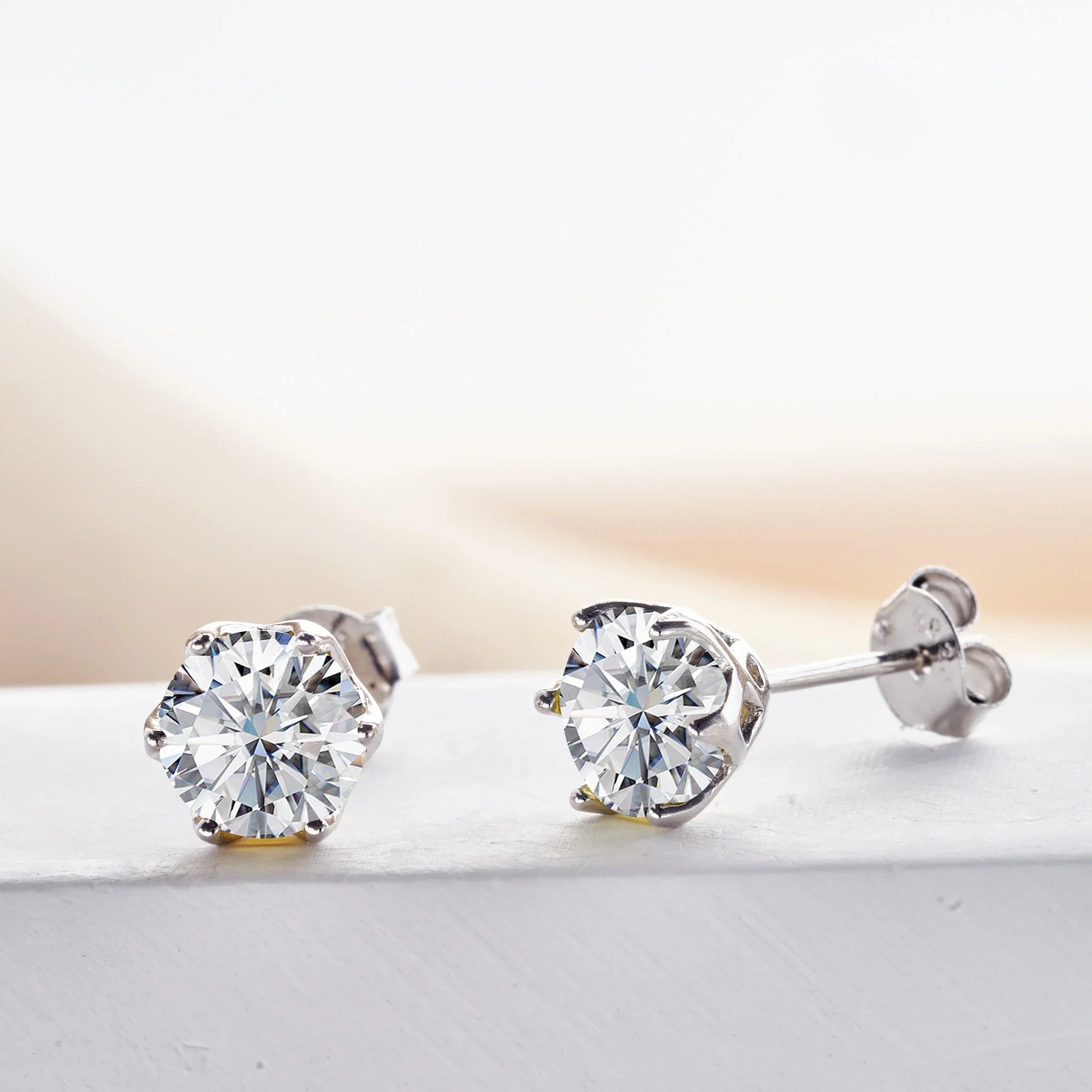 Pink Royal Blue Moissanite Stud Earrings S925 Sterling Silver 0.5 1 2 Ct Bride BandsCo Straps