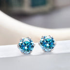 Pink Royal Blue Moissanite Stud Earrings S925 Sterling Silver 0.5 1 2 Ct Bride BandsCo Straps