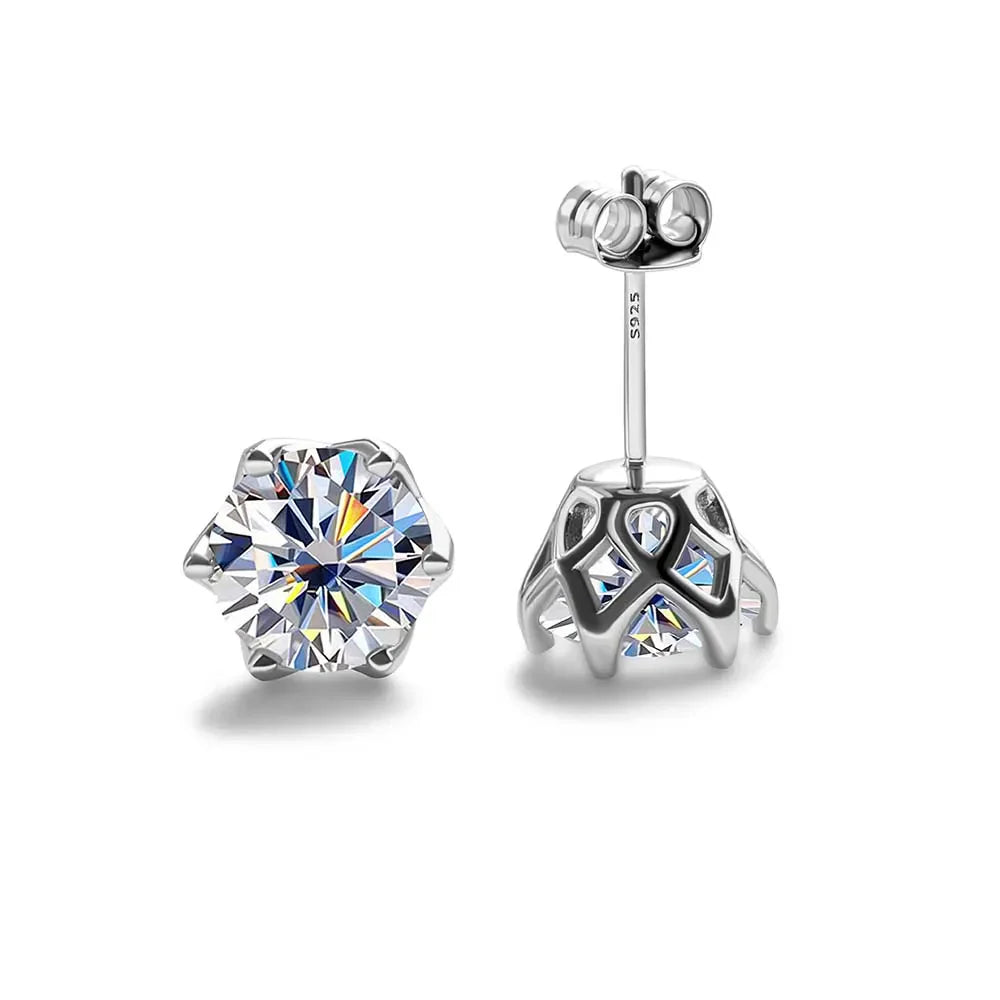 Pink Royal Blue Moissanite Stud Earrings S925 Sterling Silver 0.5 1 2 Ct Bride BandsCo Straps