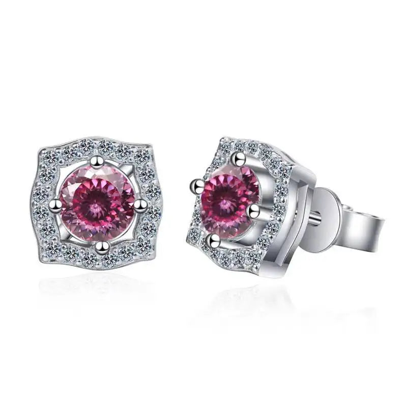 Sterling Silver Moissanite 1ct Stud Earrings Sterling 925 Lab-Created Diamond BandsCo Straps