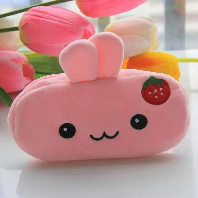Pink Students Pencil Case Colorful Cartoon Pen Bag With Zipper For Girls Boys School Stationery Organizer Cosmetic Bag Stevvex