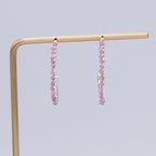 Pink Tourmaline Sterling Silver Hoop Earrings Petite