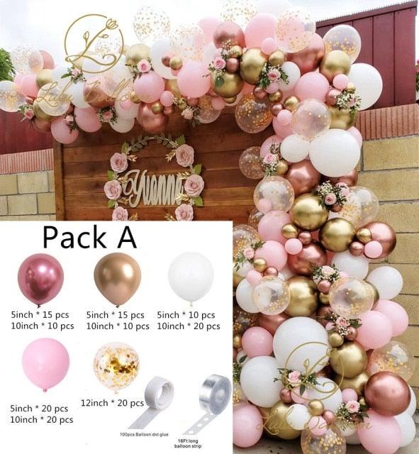 Pink White And Gold Balloon Garland Arch Kit For Bridal Shower Wedding Decors Baby Shower Party Decoration For Girls Birthday Stevvex