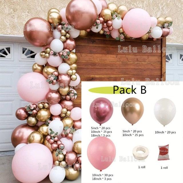 Pink White And Gold Balloon Garland Arch Kit For Bridal Shower Wedding Decors Baby Shower Party Decoration For Girls Birthday Stevvex